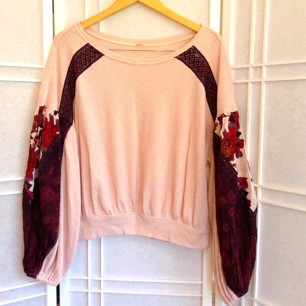 Free people thermal top lace floral